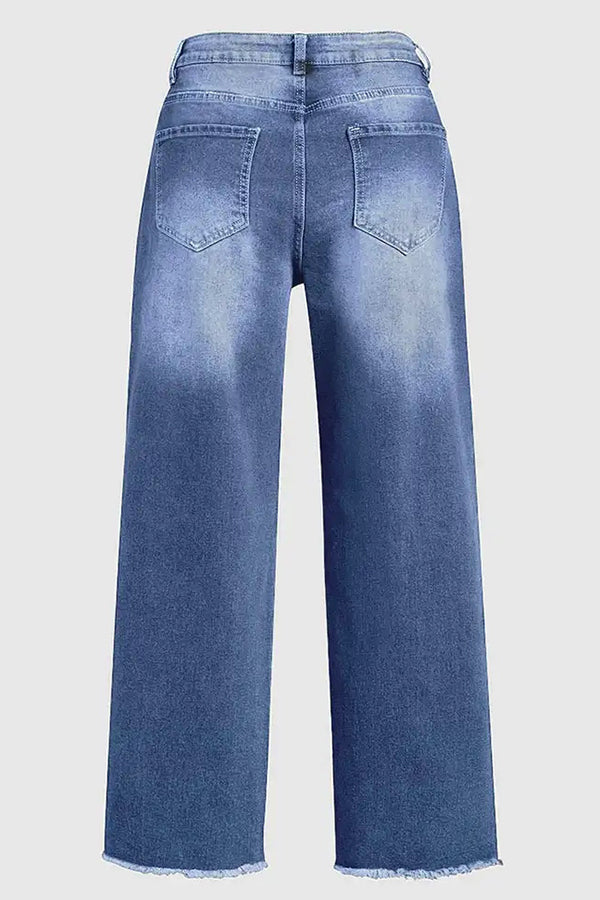 La Musea™ | Calça jeans reta elástica com bolso e cintura média