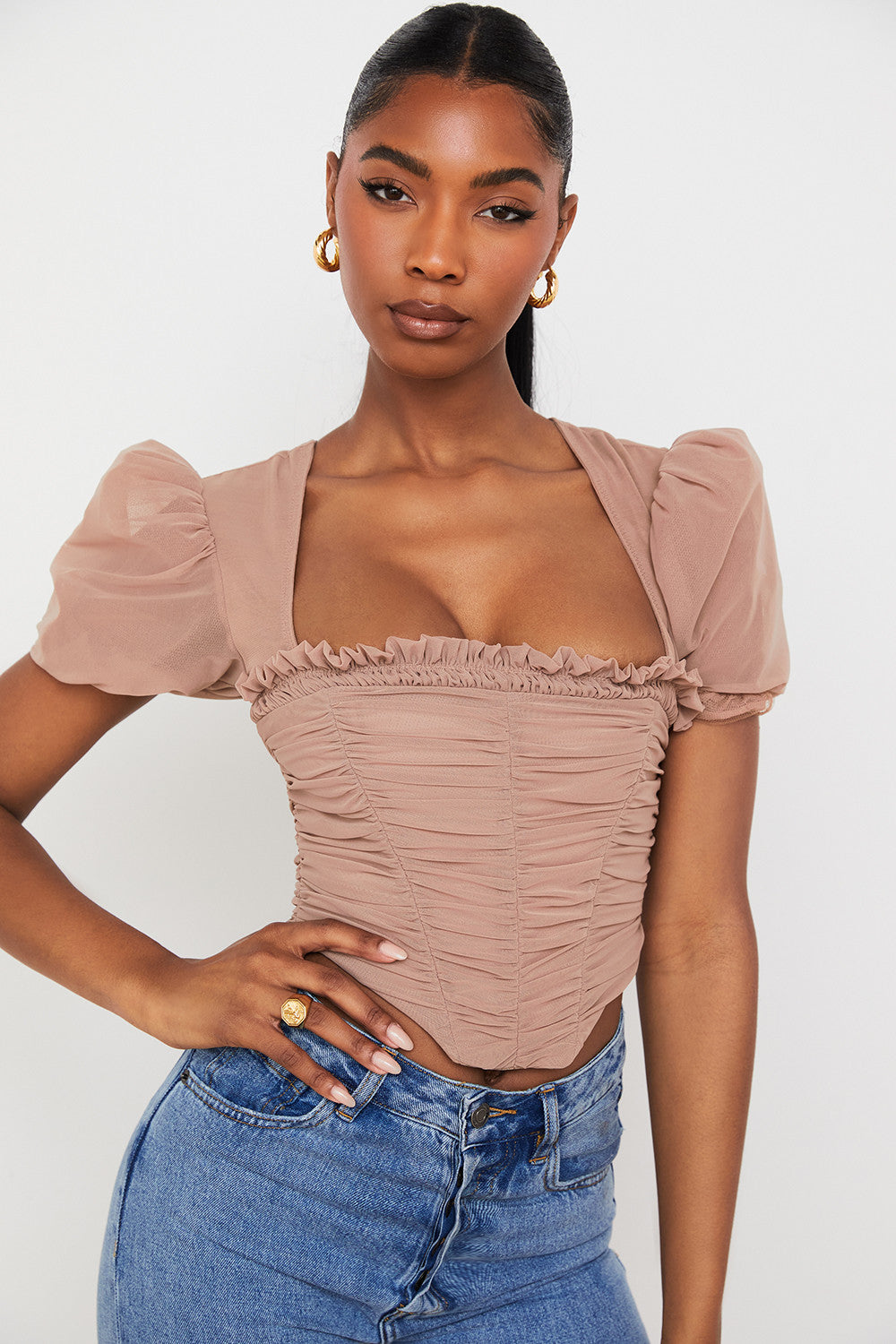 La Musea™ | Top a corsetto con passante in pelle
