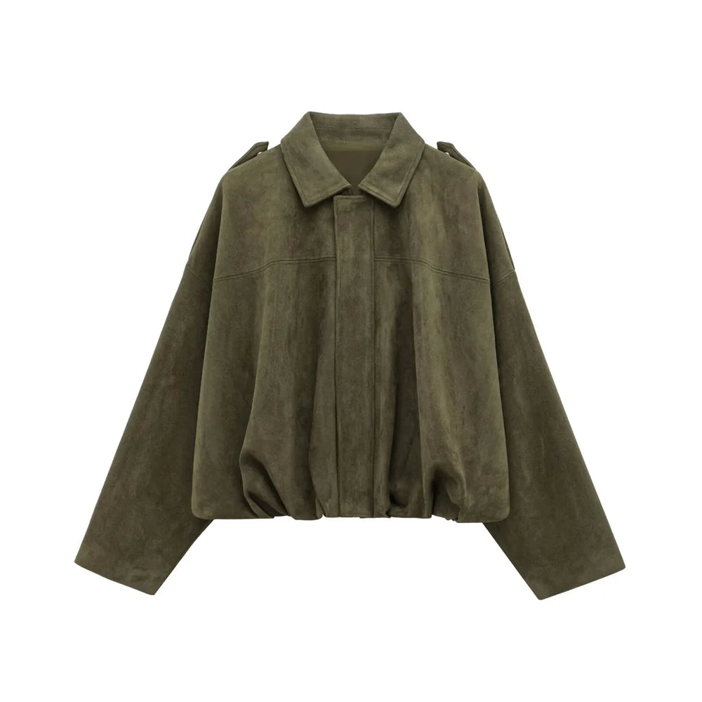 La Musea™ |  Giacca in suede sintetico con colletto e spalline