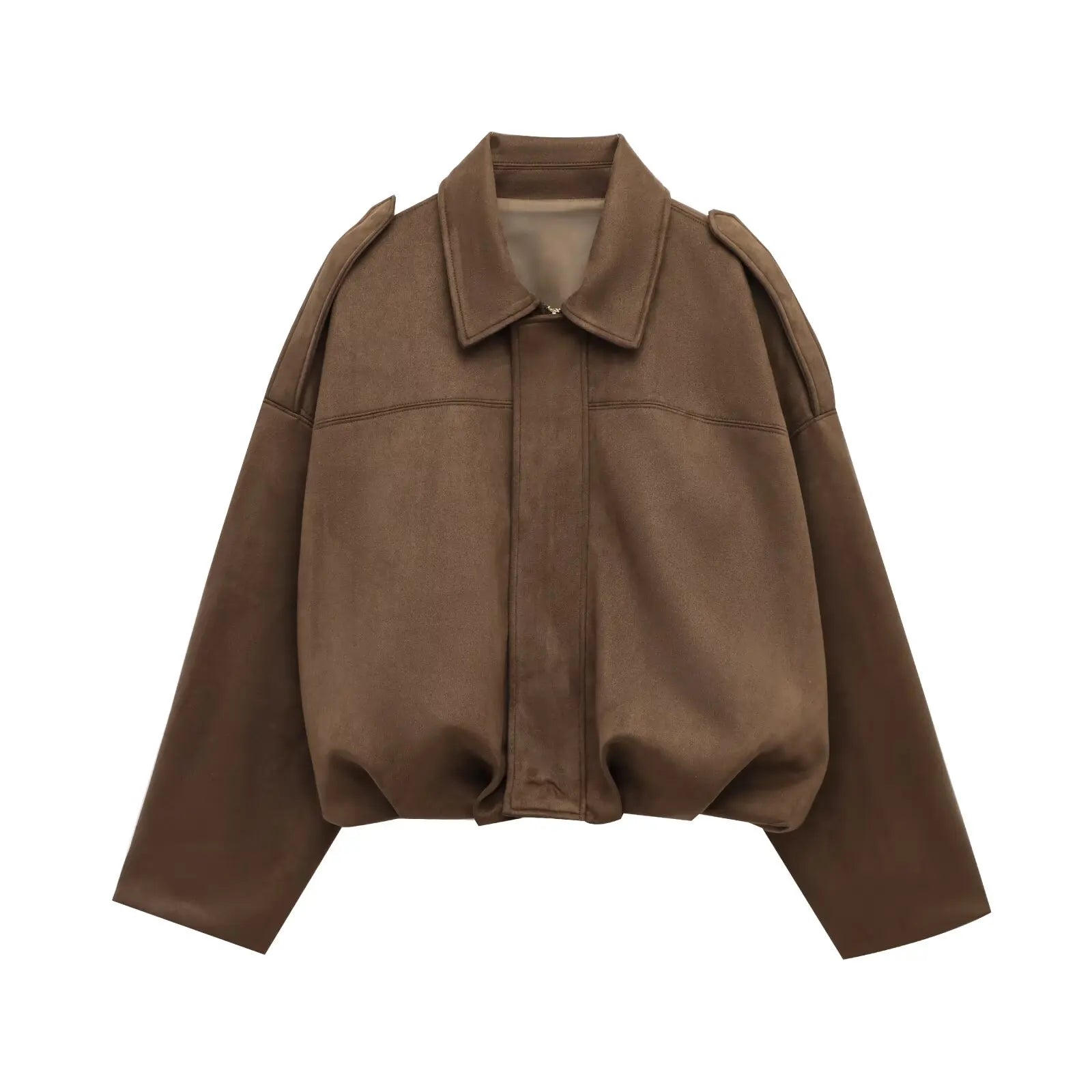 La Musea™ |  Giacca in suede sintetico con colletto e spalline