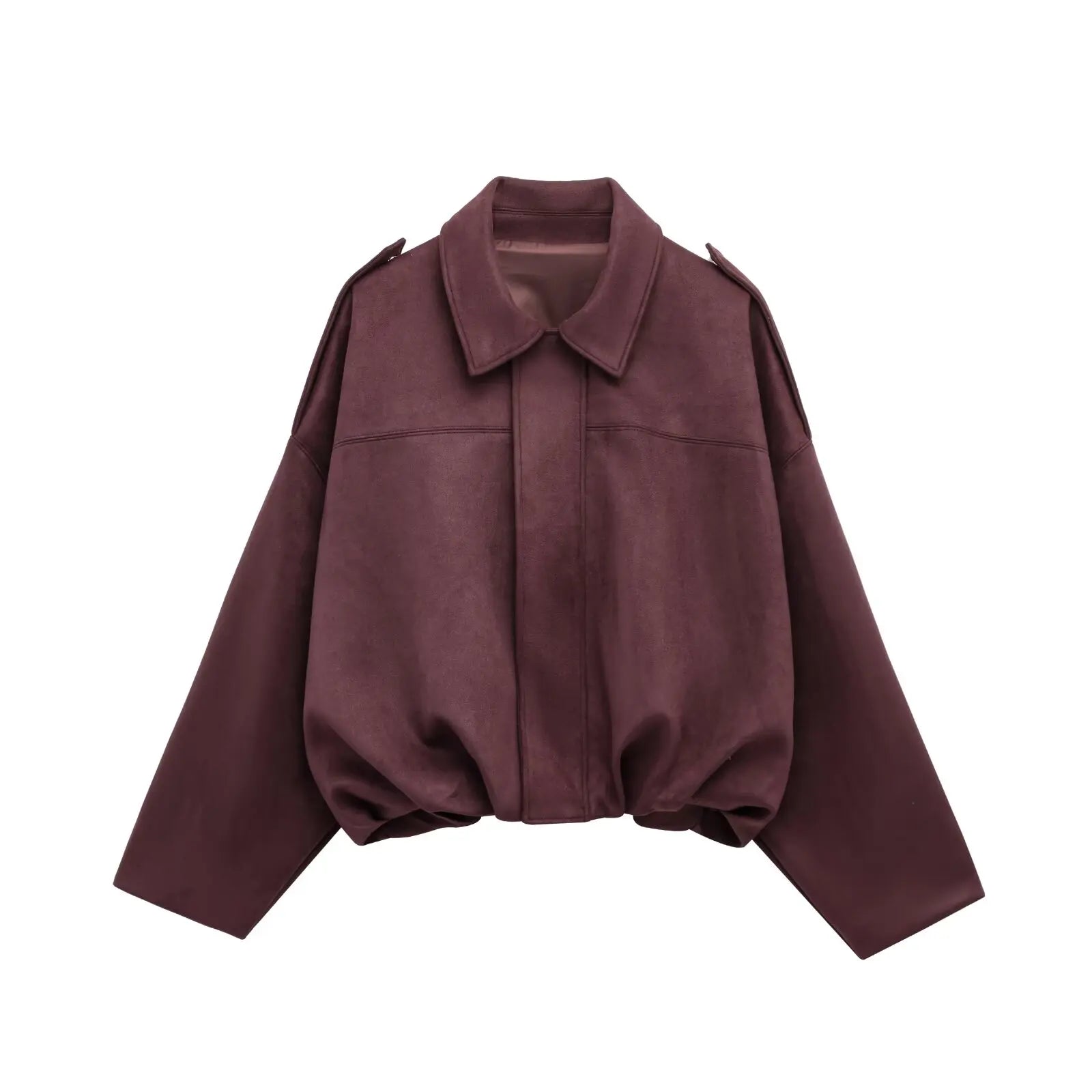 La Musea™ |  Giacca in suede sintetico con colletto e spalline