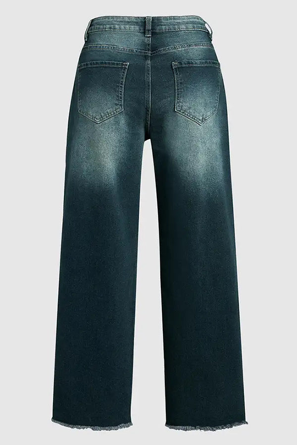 La Musea™ | Calça jeans reta elástica com bolso e cintura média