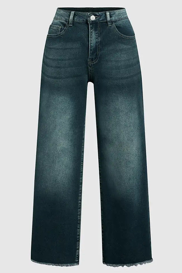 La Musea™ | Calça jeans reta elástica com bolso e cintura média